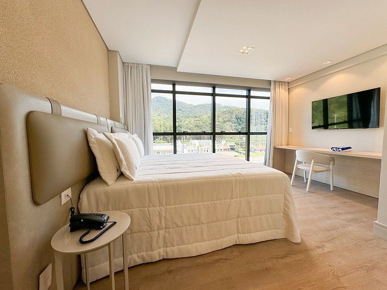 Suíte no Blue Sea Hotel, lazer completo beira-mar