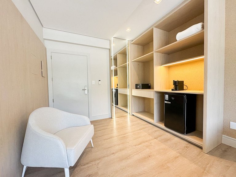 Suíte no Blue Sea Hotel, lazer completo beira-mar