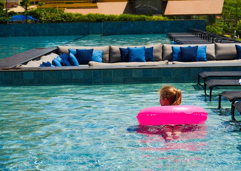 Suíte no Blue Sea Hotel, lazer completo beira-mar