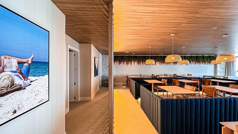 Suíte no Blue Sea Hotel, lazer completo beira-mar